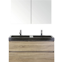 Badkamer wastafelcombinatie met dubbele wastafel en spiegelkast