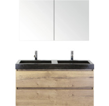 Dubbele wastafel met wastafelonderkast en spiegelkast voor de badkamer