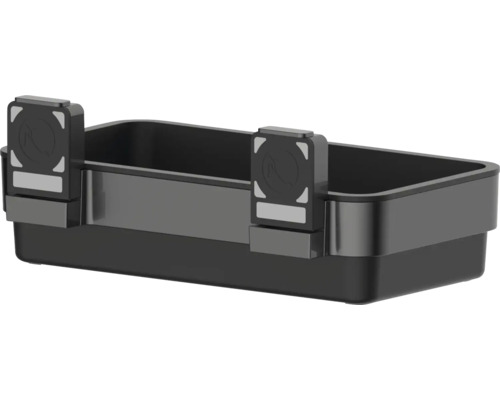 Zwarte gereedschapskist met gereedschapskistbevestiging