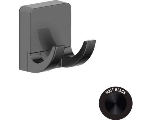 Dubbele kledinghaak voor badkamer, matzwart