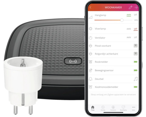 Smart Home set met gateway, stekker en smartphone app voor bediening