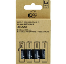 Lumak Pro USB-C oplaadbare lithium-ion batterijen 4 stuks AAA