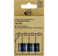 Verpakking met vier USB-C oplaadbare lithium-ionbatterijen van het type AA