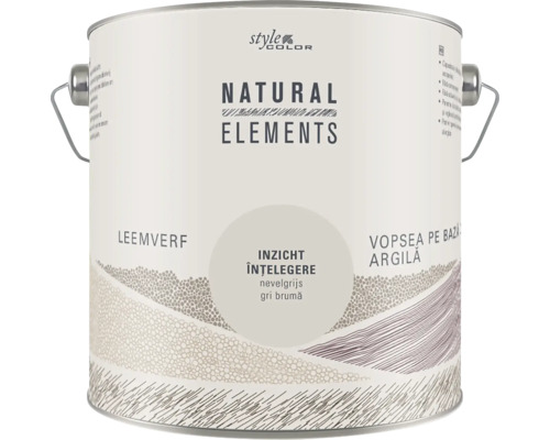 NATURAL ELEMENTS Leemverf "Inzicht" nevelgrijs 2,5 l Verfemmer leemverf Natural Elements