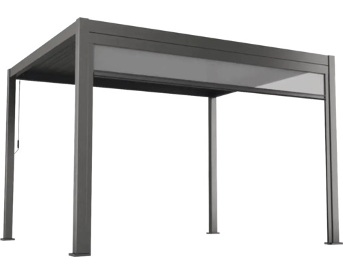 Grijze aluminium pergola met lamellendak