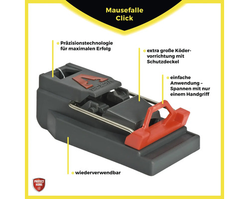Klik muizenval met aascontainer en precisietechnologie.