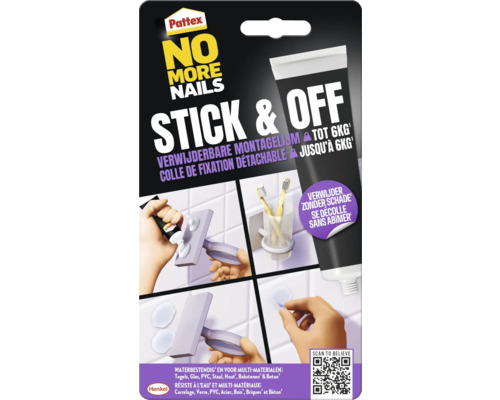 PATTEX No More Nails Stick & Off montagelijm 44 g