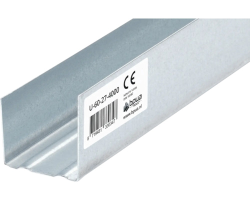 Metalen U-profiel met productetiket