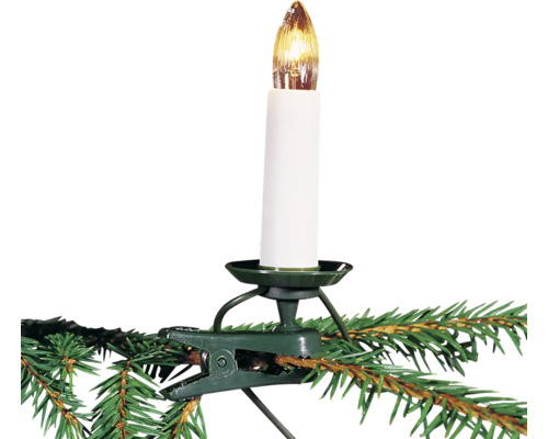 Kerstboomkaars met clip voor bevestiging aan een dennentak
