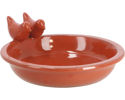 Keramische vogel drinkbak met twee vogel figuren