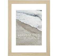 Ingelijste wanddecoratie met de tekst Happiness comes in waves