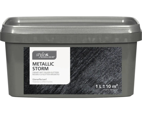 STYLECOLOR Effectverf muur Metallic Storm zwart met zilveren glitters 1 l