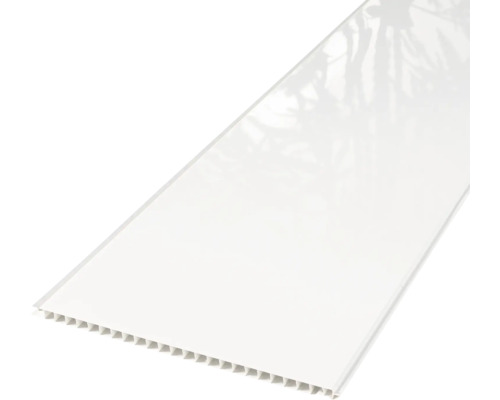 Wit kunststof plafondpaneel met messing en groef