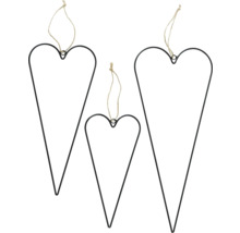 Decoratieve metalen hartvormen om op te hangen, set van drie stuks