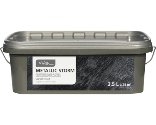 STYLECOLOR Effectverf muur Metallic Storm zwart met zilveren glitters 2,5 l