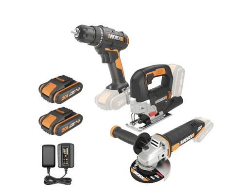 WORX Accu combiset schroefboormachine WX100 + decoupeerzaag WX543