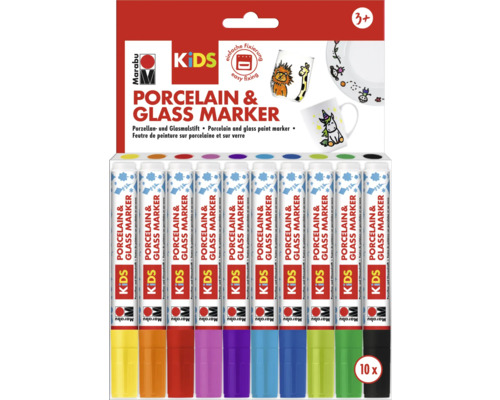 MARABU KiDS Glas- en porselein stiften kids mega fun 10 stiften Marabu Kids porselein- en glasstiften, 10 stuks