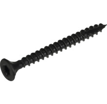 Een enkele, zwarte gipsplaatschroef.