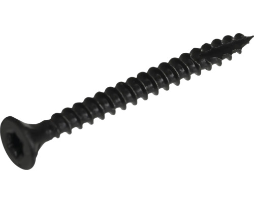 Zwarte schroef met schroefdraad en verzonken kop