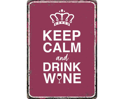 Metalen bord Keep Calm and Drink Wine