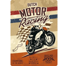 Retro-illustratie van een motorrijder in een race