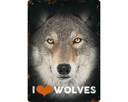 Metalen bord I Love Wolves
