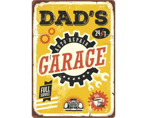 Metalen bord Dad's Garage