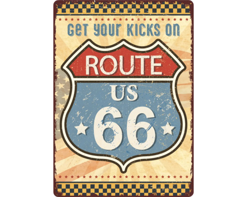 Metalen bord Route 66