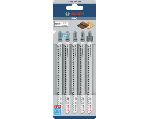 Bosch Decoupeerzaagblad T344DF hardhout, 5 stuks Bosch decoupeerzaagbladen set met vijf zaagbladen