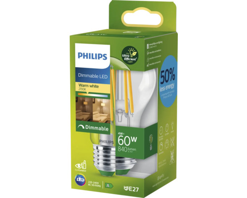 Philips ledlamp, dimbaar, warm wit, 60 watt, E27 fitting