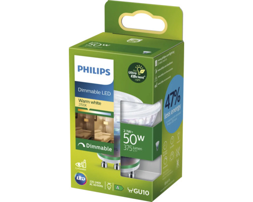 Philips LED-lamp, dimbaar, warm wit, 50 watt in verpakking