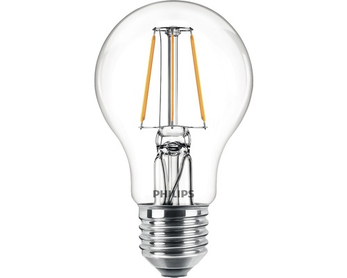 PHILIPS LED lamp E27/4,3W A60 warmwit helder, 2 stuks Heldere Philips gloeilamp