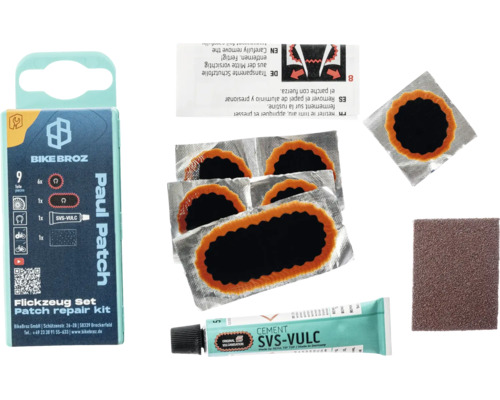 Fietsreparatieset met bandenpleisters, lijm en schuurpapier