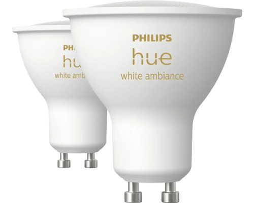 PHILIPS Hue White Ambiance LED-lamp GU10/4,2W instelbaar wit, 2 stuks