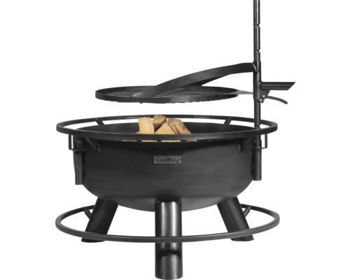 Vuurplaats met grillrooster en hout