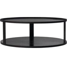 Zwarte ronde bijzettafel met twee niveaus