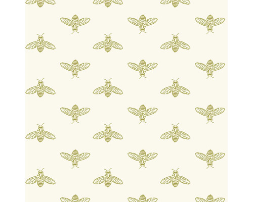 JOULES Vliesbehang 118547 Block Print Bee Antique Gold Herhalend bijenpatroon voor doe-het-zelfprojecten