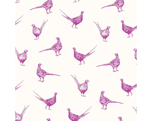 JOULES Vliesbehang 118551 Flirty Pheasants Truly Pink Behang met fazantenmotief