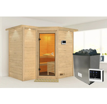 Houten sauna met saunakachel en bediening