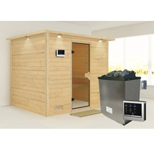 Houten sauna met saunakachel en bediening