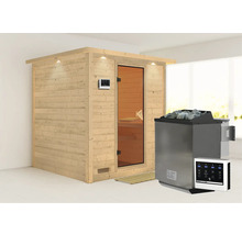 Sauna met saunakachel en digitaal bedieningspaneel