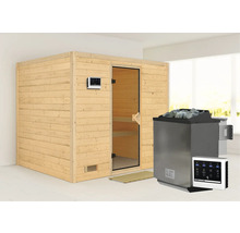 Houten sauna met saunakachel en bediening