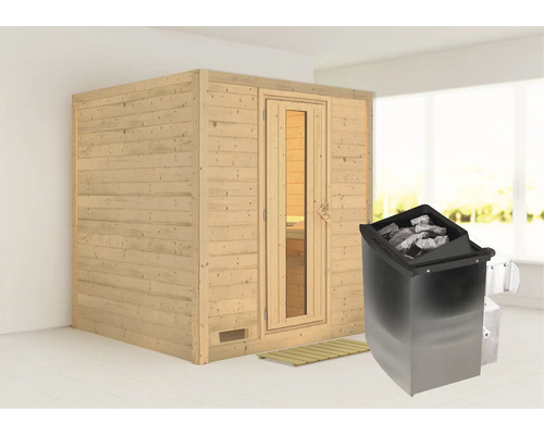 Houten sauna met saunakachel