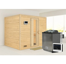 Houten sauna met kachel en bediening