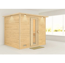 Houten sauna met glazen deur en geïntegreerde verlichting