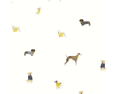 JOULES Vliesbehang 118560 Harbour Dogs Crème Behang met hondenmotief