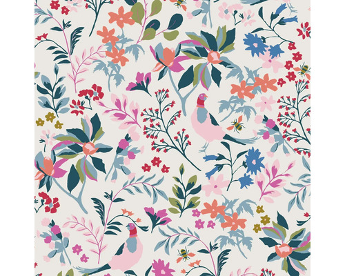 JOULES Vliesbehang 118569 Fields Edge Floral Antique Crème Behang met bloemmotief en vogels