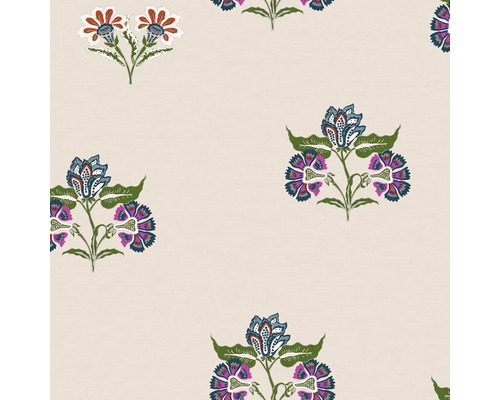 JOULES Vliesbehang 118574 Indienne Block Print Dawn Grey Bloempatroon met bloemmotief