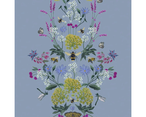 JOULES Vliesbehang 118577 Perfect Pollinators Haze Blue Bloemenpatroon met insecten