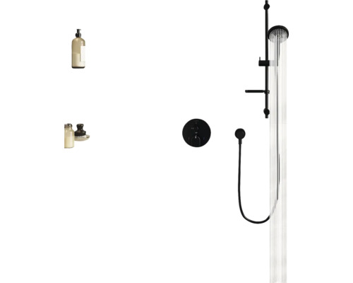 Douche met hoofddouche, handdouche en thermostatische kraan in een moderne badkamer